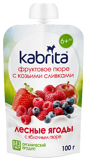 Kabrita®-ს პიურეების ასორტი 100 გ, 6 ცალი, 6 თვიდან