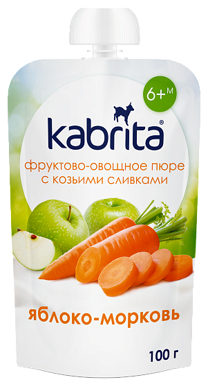Kabrita®-ს პიურეების ასორტი 100 გ, 6 ცალი, 6 თვიდან